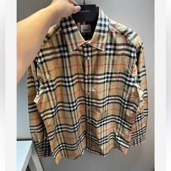 Burberry archive print checked nova Checkered Button-Up shirt L - Picture 8 of 12